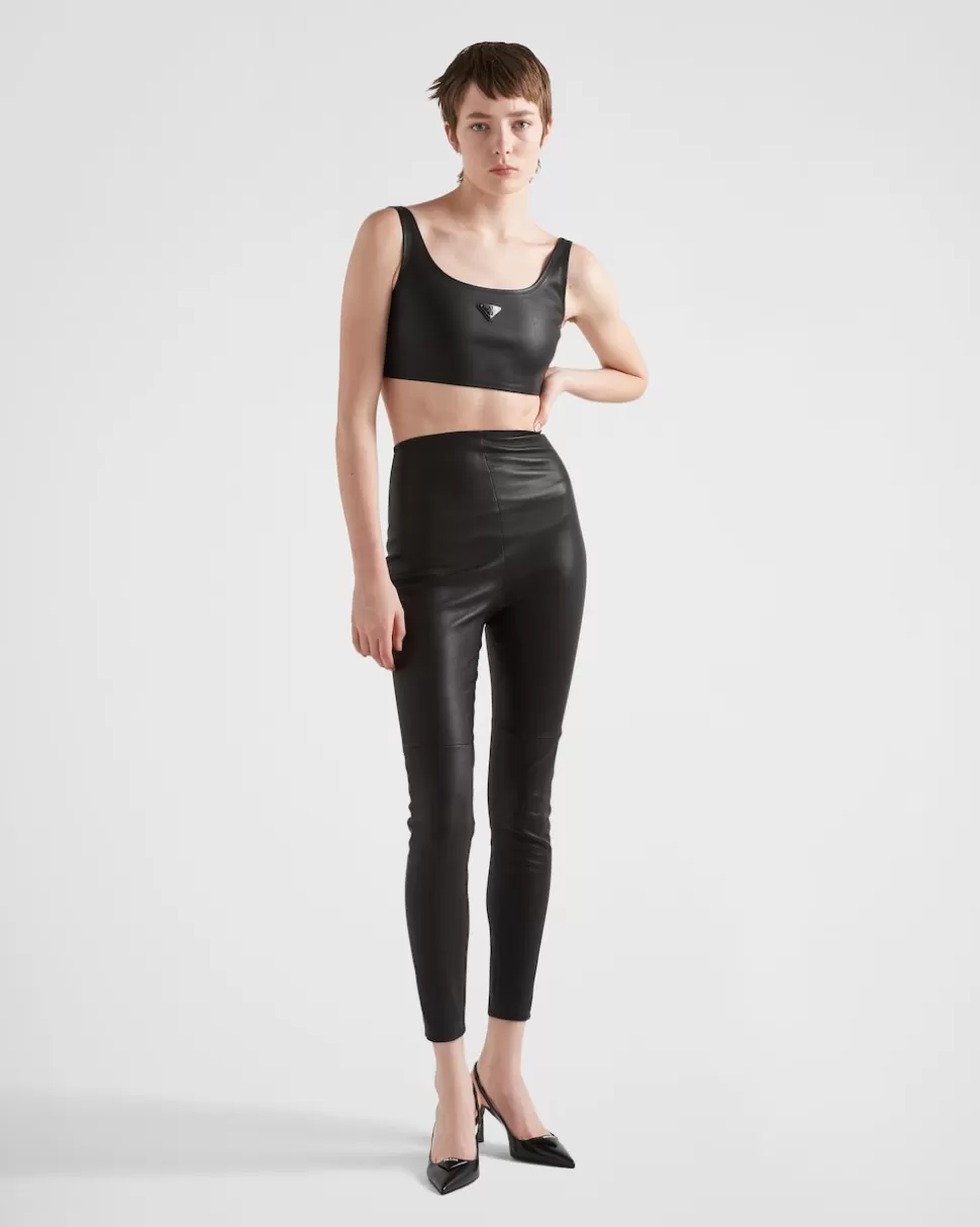Online Prada Hose Aus Stretch-nappaleder Schwarz