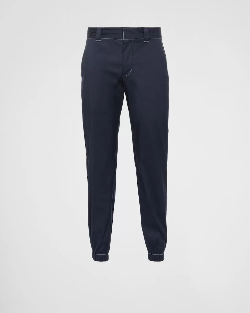 Outlet Prada Hose Aus Stretch-popeline Blau/Kalkstein