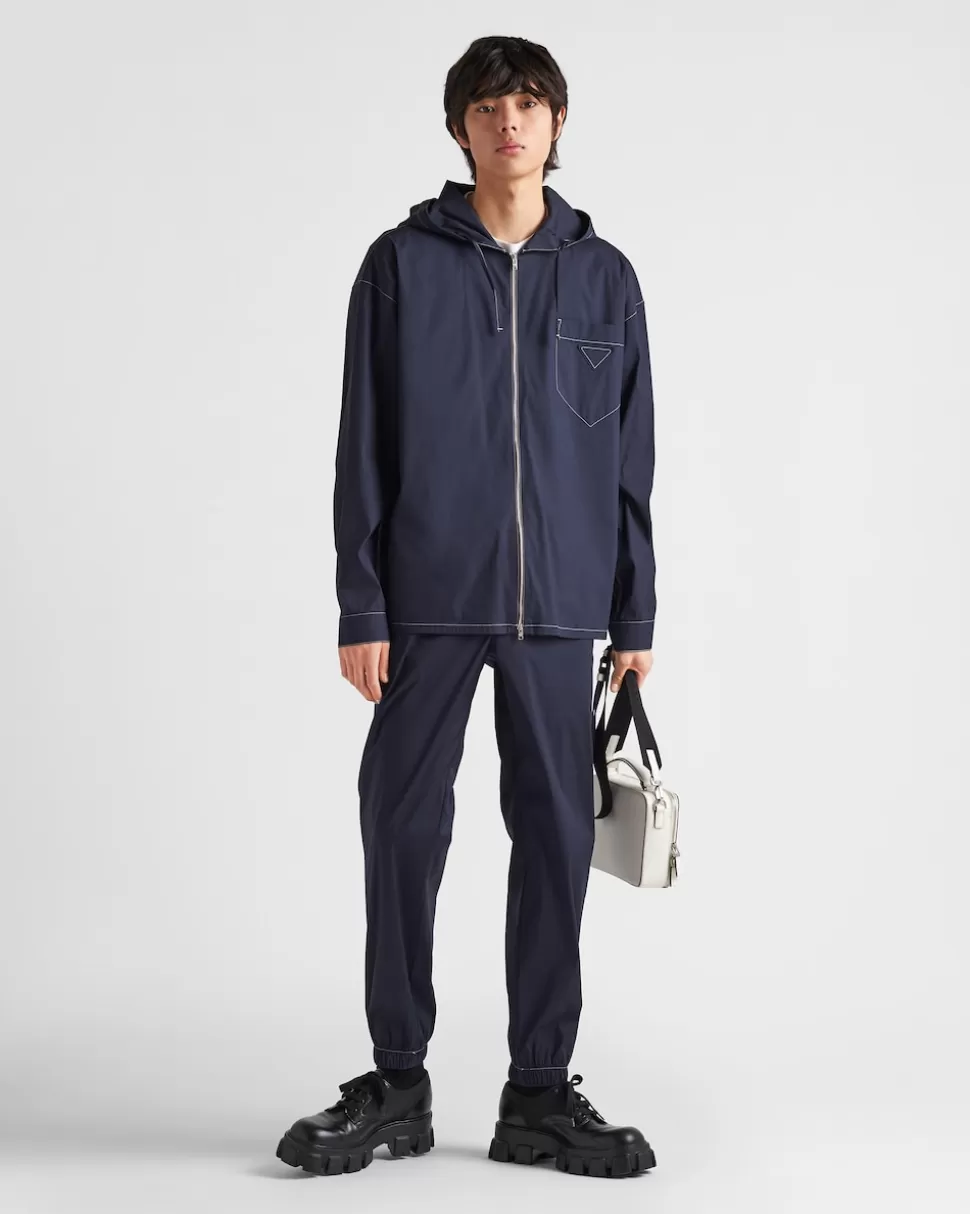 Outlet Prada Hose Aus Stretch-popeline Blau/Kalkstein