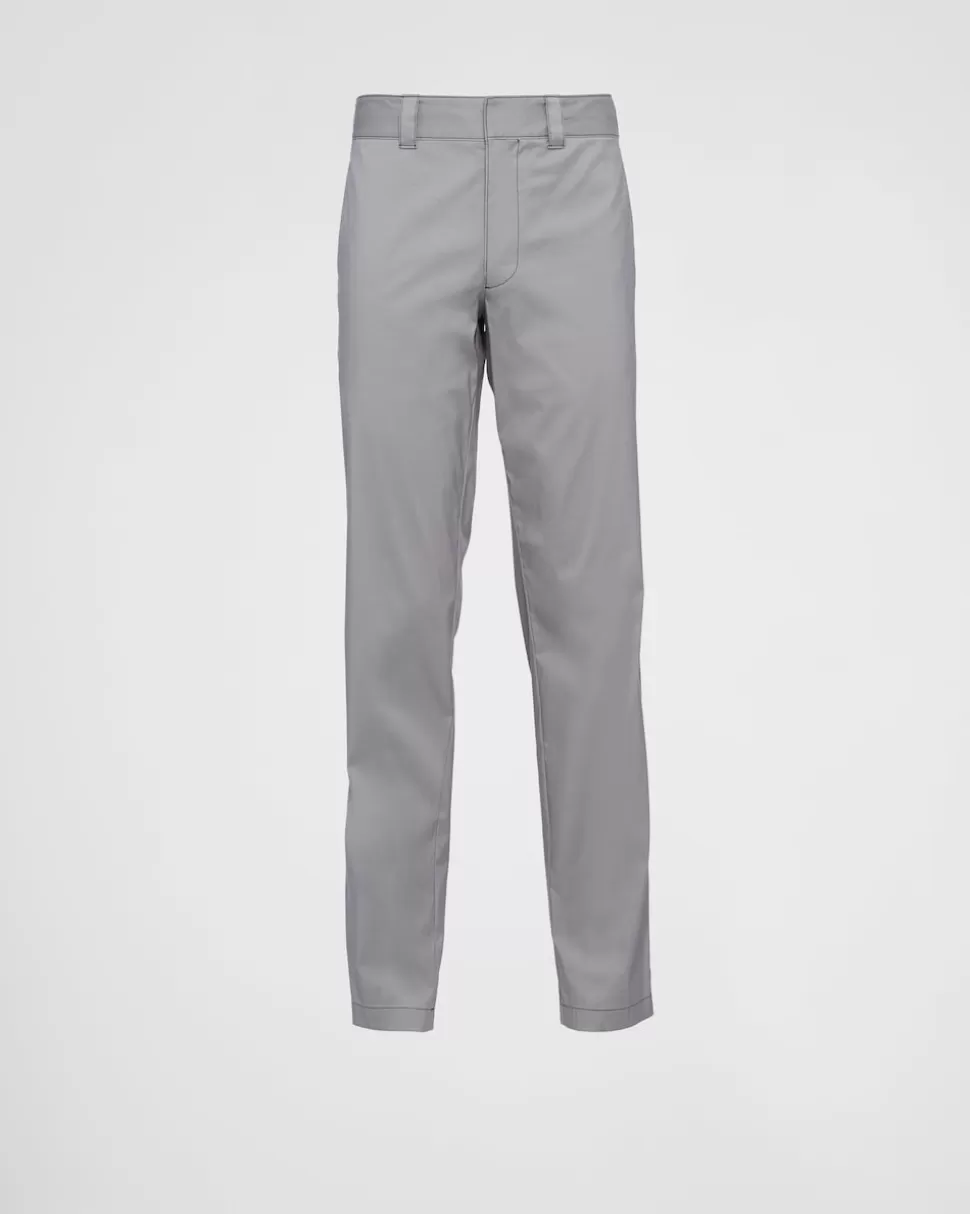 Discount Prada Hose Aus Stretch-popeline Stahl/Schwarz