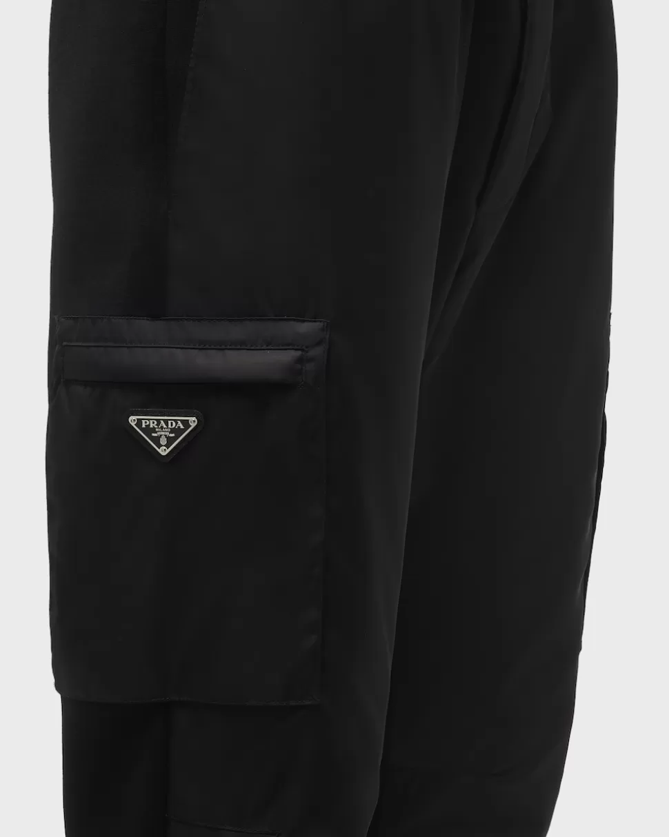 Fashion Prada Hose Aus Technischem Fleece Mit Details Aus Re-nylon Schwarz/Schwarz