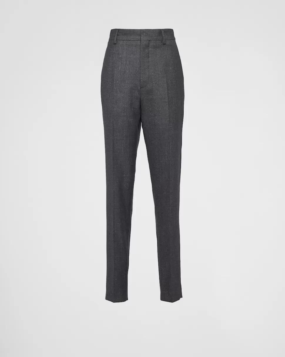 Sale Prada Hose Aus Wolle Anthrazitgrau
