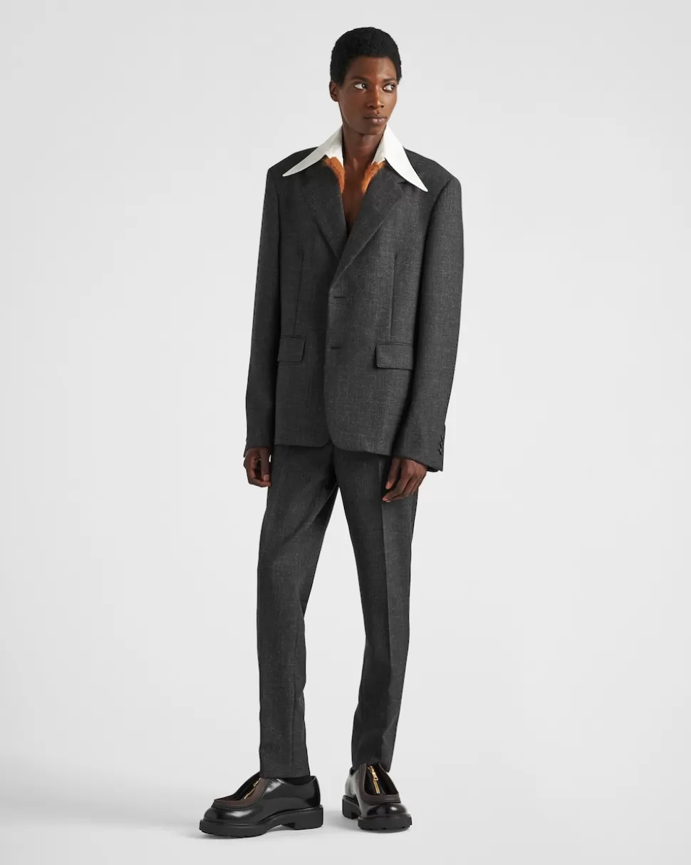 Store Prada Hose Aus Wolle Anthrazitgrau