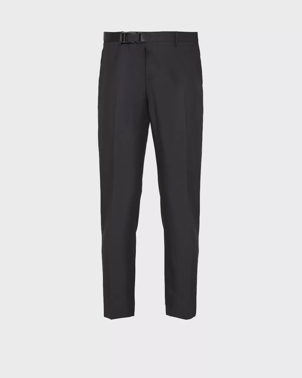 Cheap Prada Hose Aus Wolle Und Mohair Schwarz