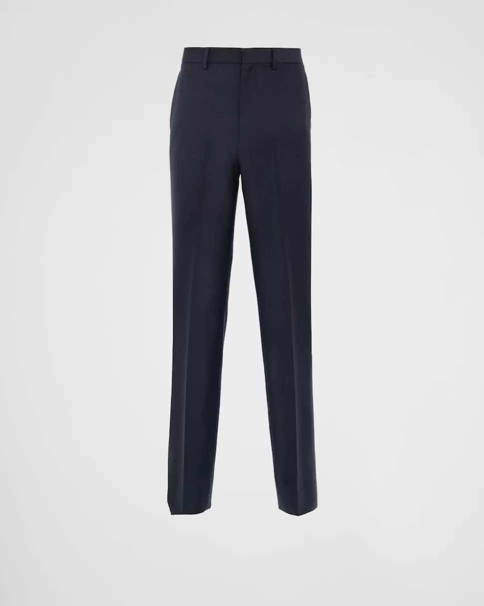 Sale Prada Hose Aus Wolle Und Mohair Blau