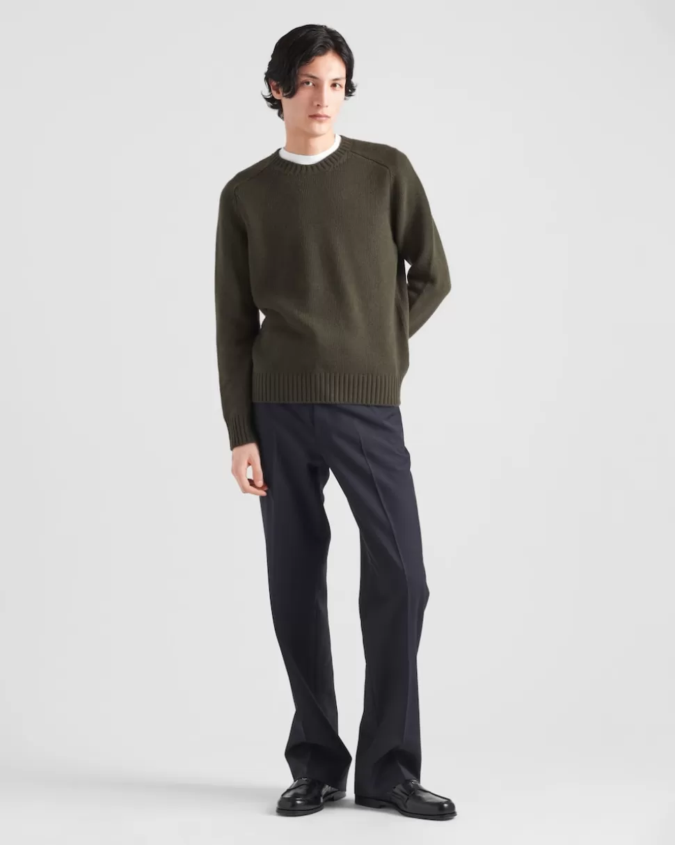 Sale Prada Hose Aus Wolle Und Mohair Blau