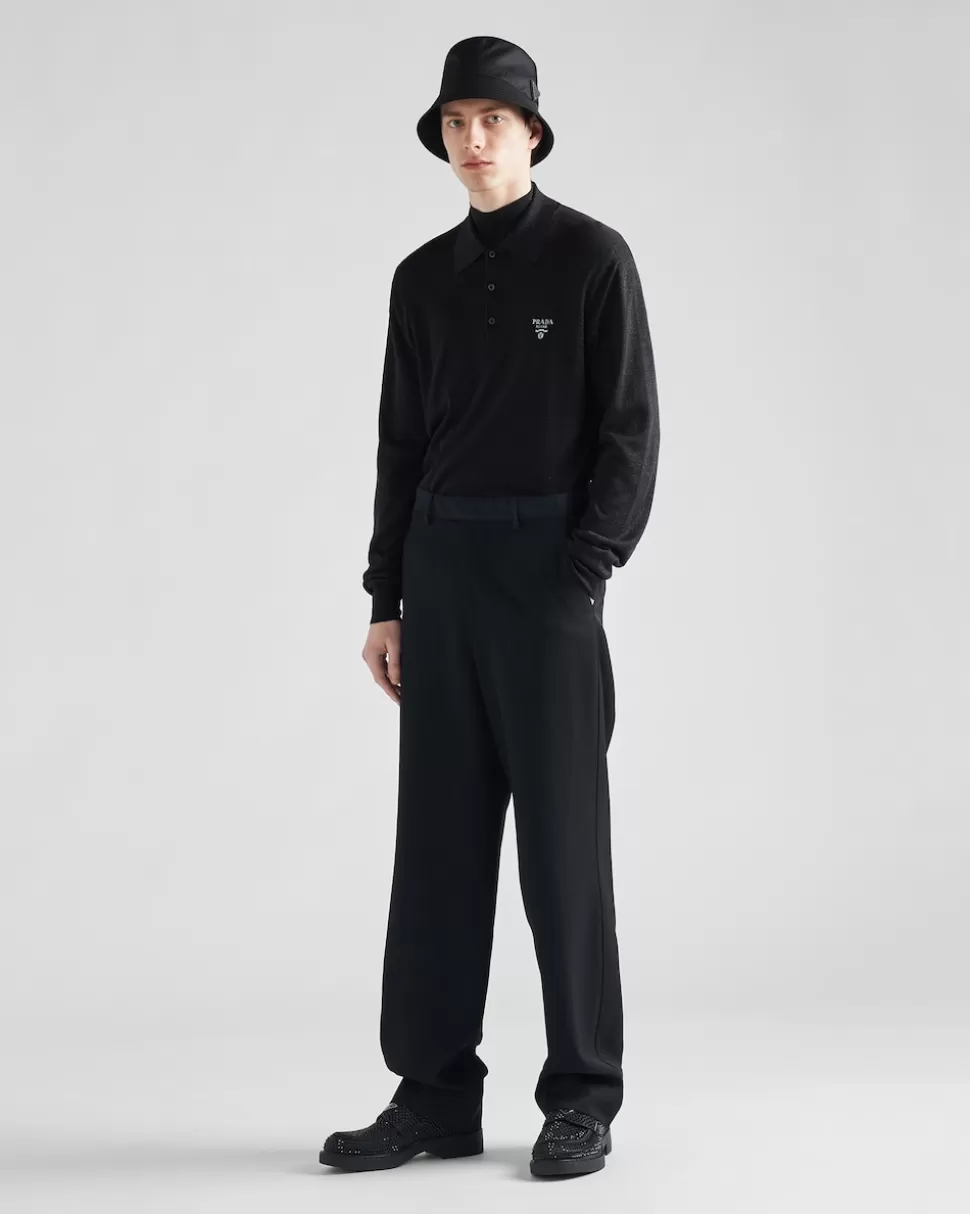 New Prada Hose Aus Woll-gabardine Schwarz