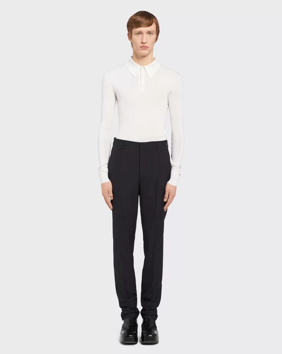 Online Prada Hose Aus Wollgemisch Schwarz