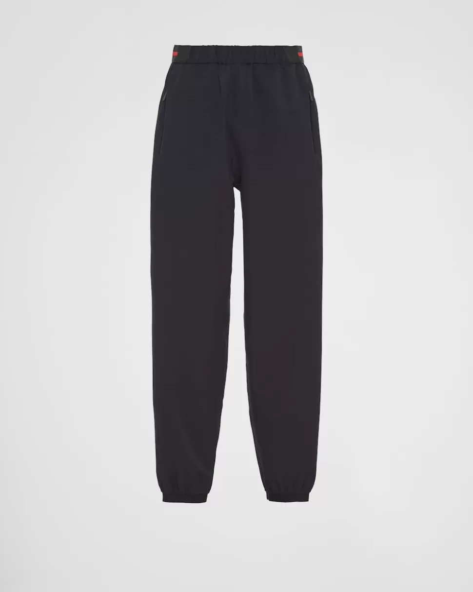 Cheap Prada Hose Mit Weitem Bein Aus Bi-stretch Light Schwarz