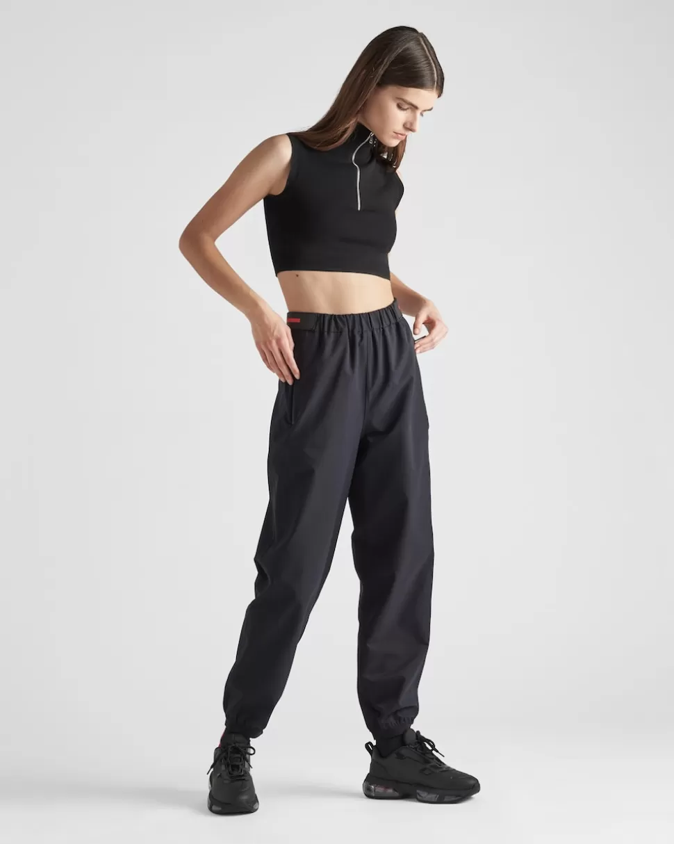 Cheap Prada Hose Mit Weitem Bein Aus Bi-stretch Light Schwarz