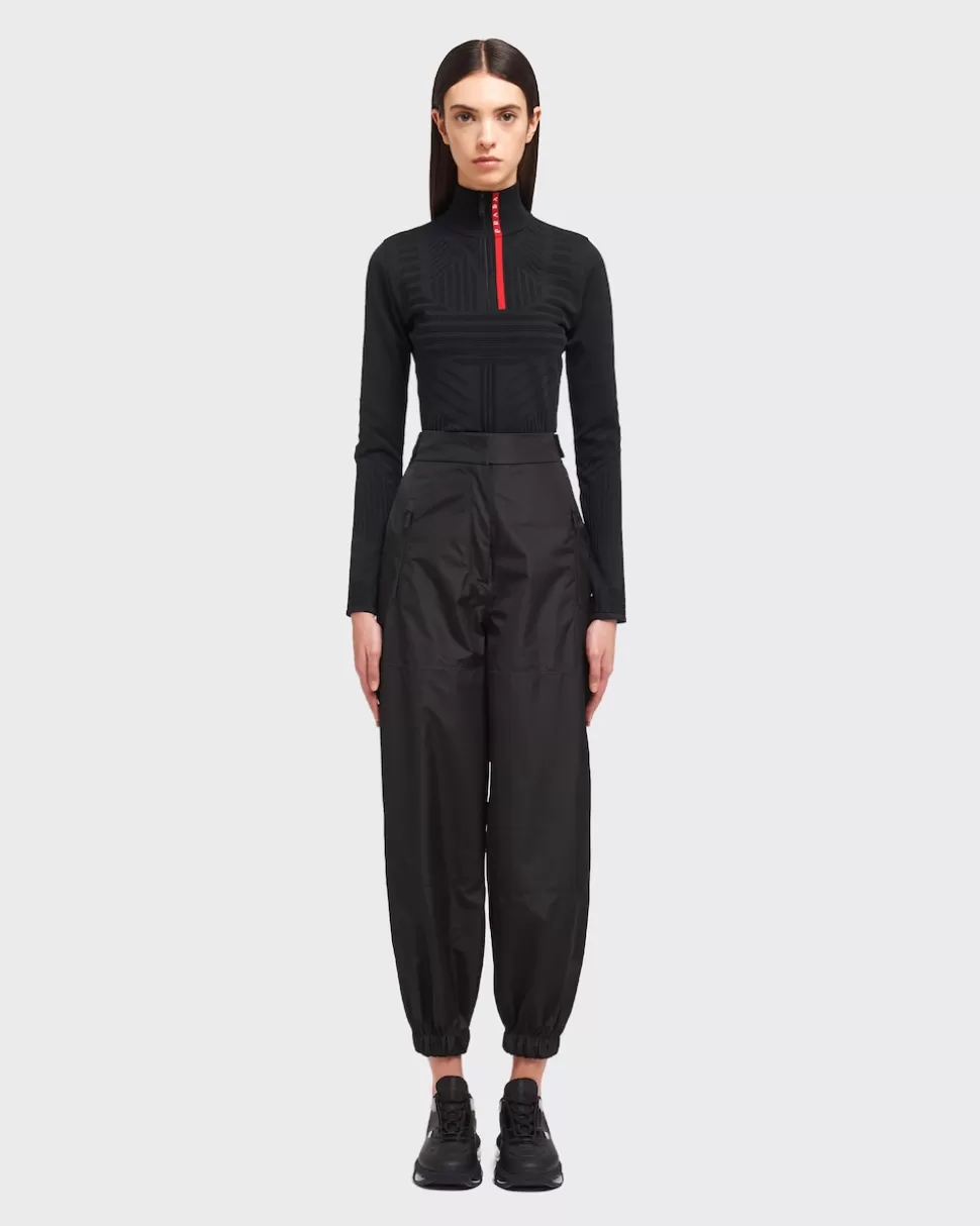 Fashion Prada Hose Mit Weitem Bein Aus Light Extreme-tex Schwarz