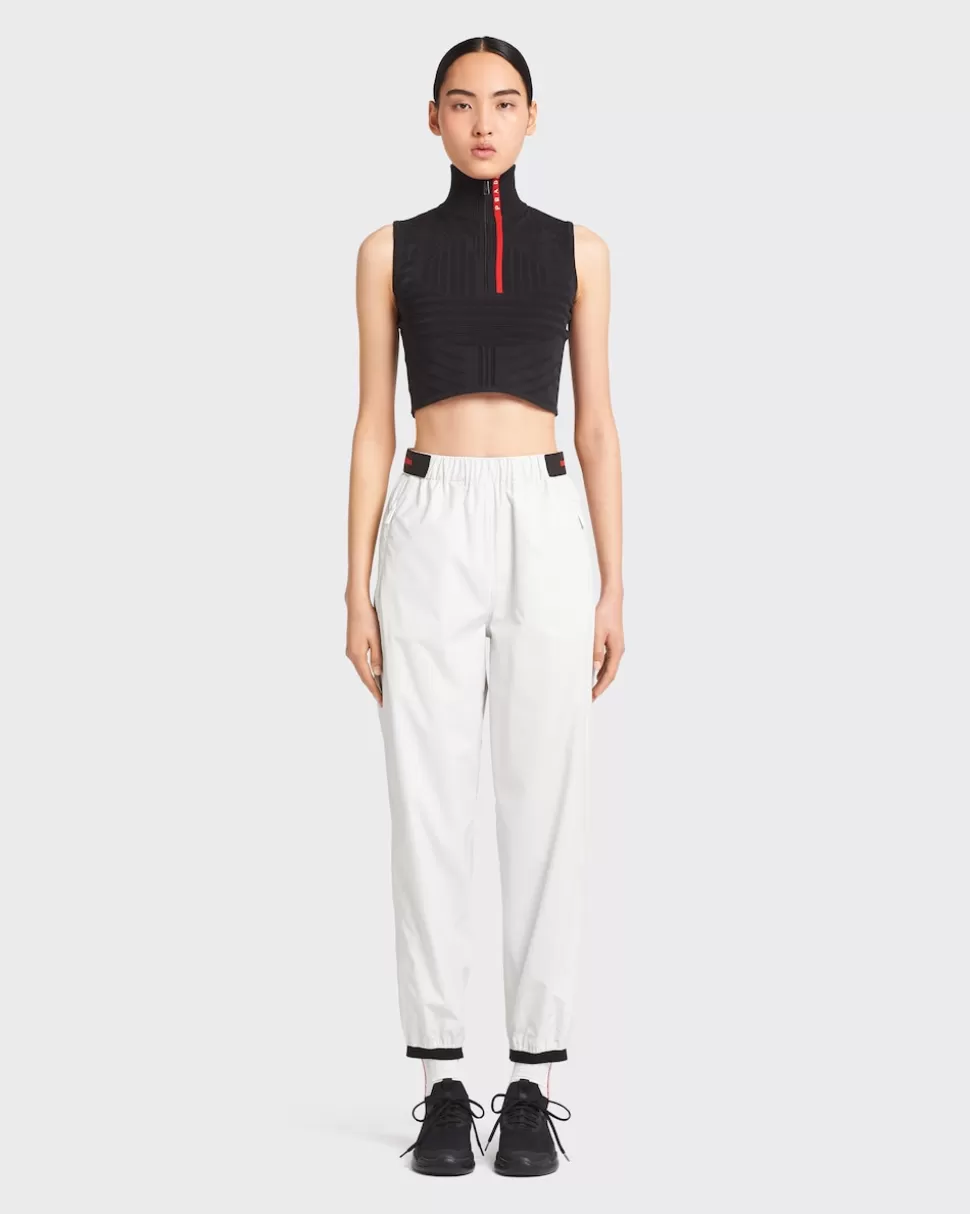 Shop Prada Hose Mit Weitem Bein Aus Light Re-nylon Schwarz