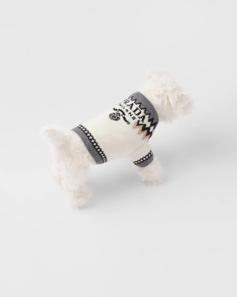 Fashion Prada Hundepullover Aus Wolle Und Kaschmir Kamelbraun