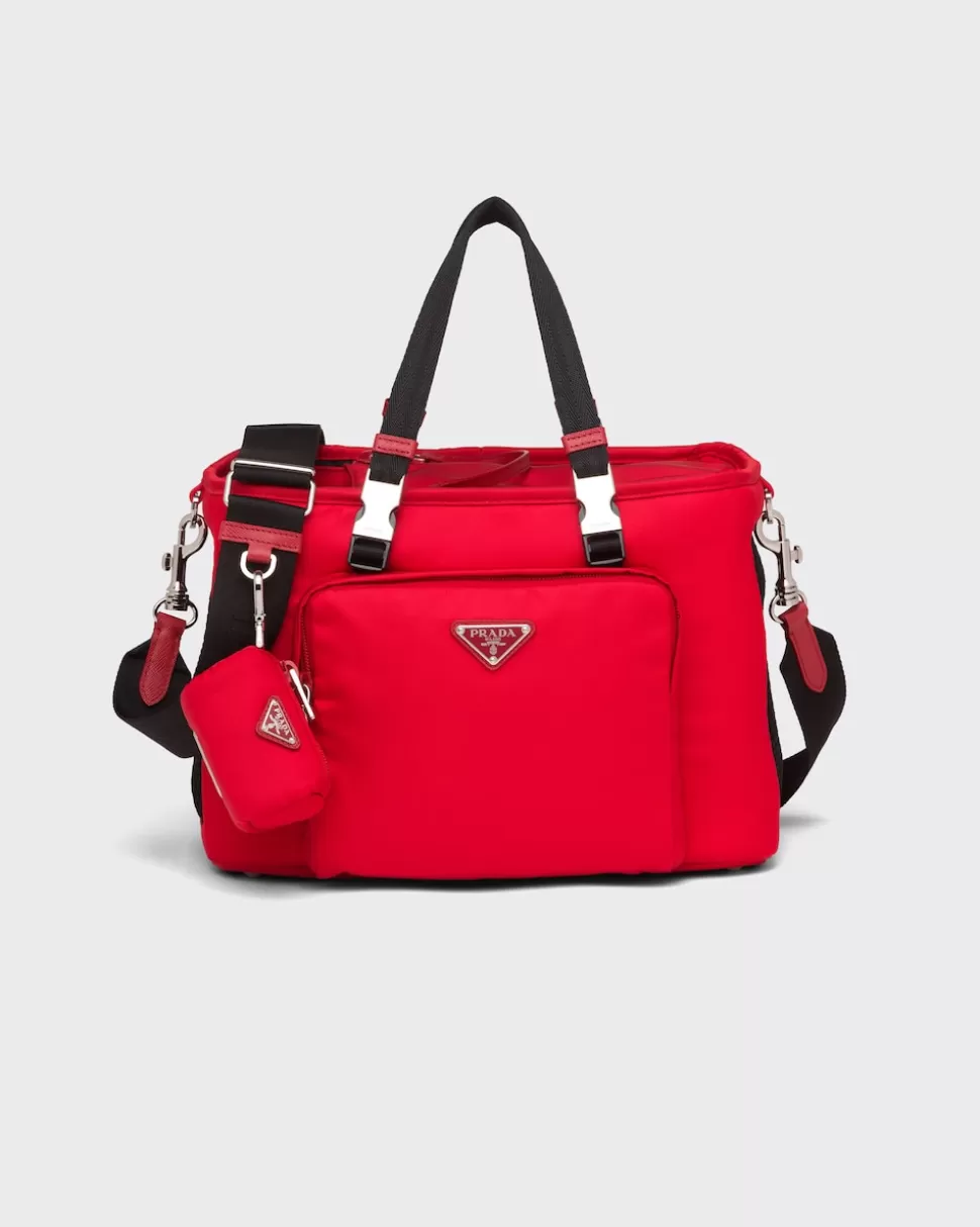 Sale Prada Hundetasche Re-nylon Und Saffiano-leder Schwarz