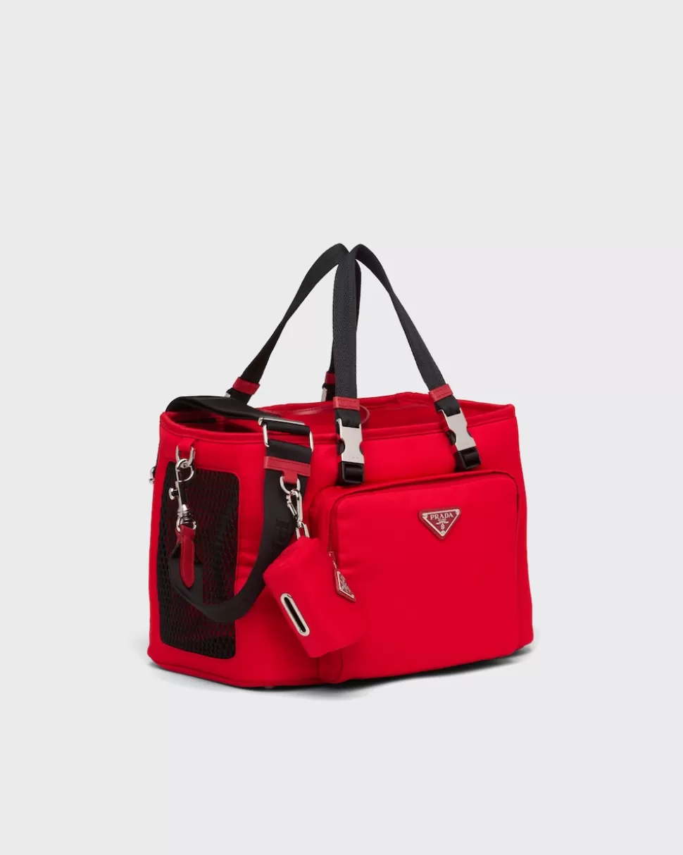 Sale Prada Hundetasche Re-nylon Und Saffiano-leder Schwarz