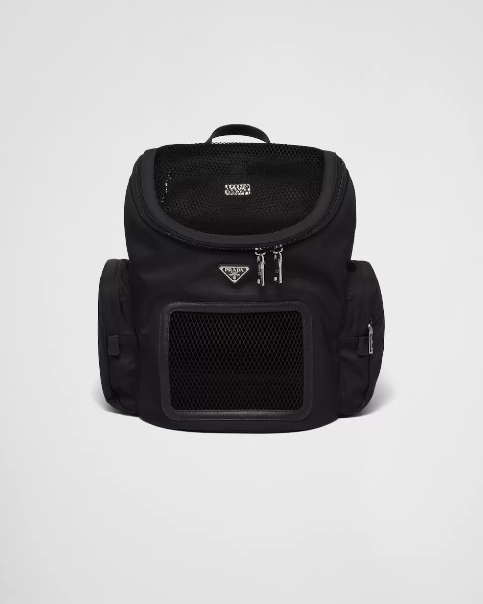 Store Prada Hundetasche Re-nylon Und Saffiano-leder Schwarz