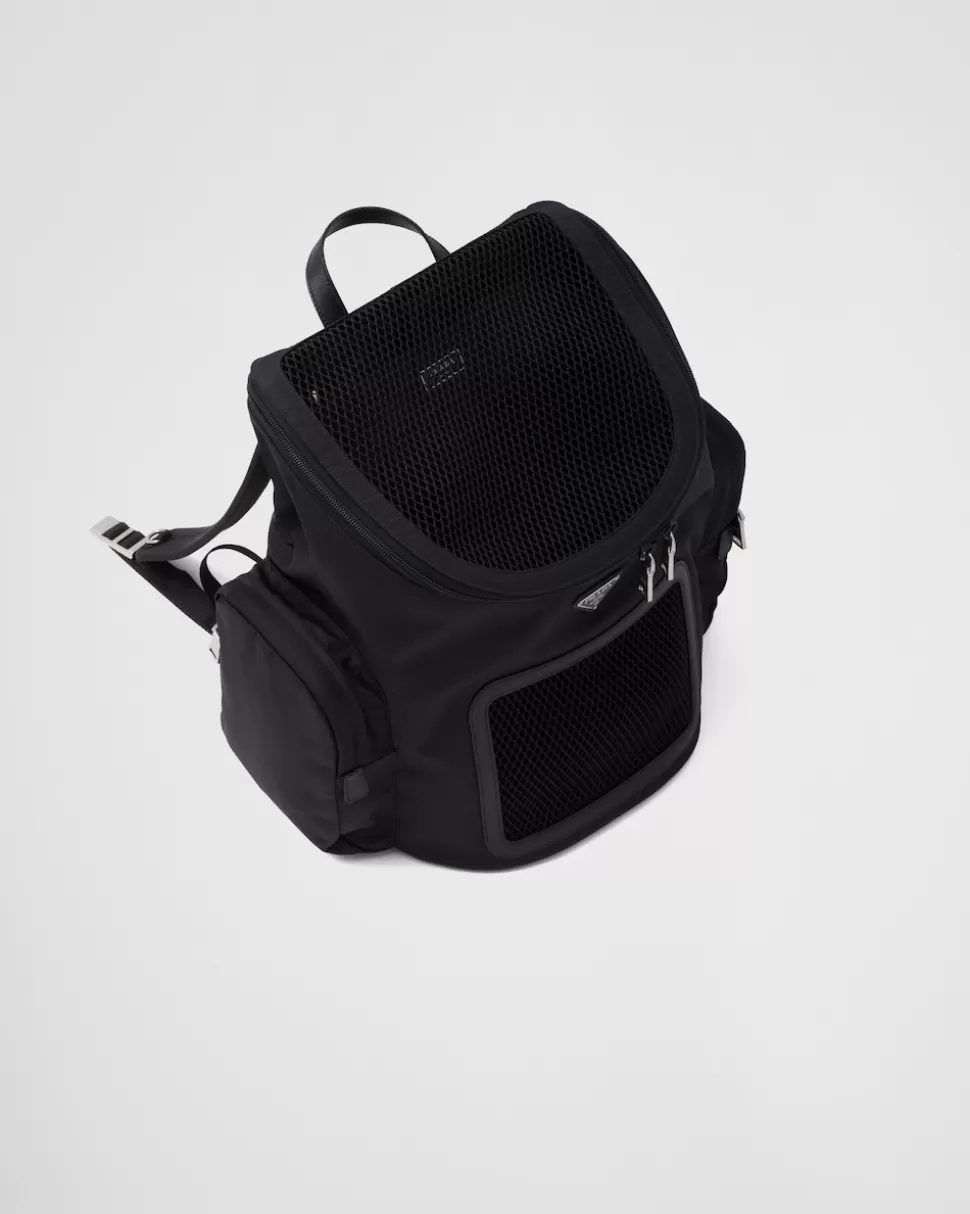 Store Prada Hundetasche Re-nylon Und Saffiano-leder Schwarz