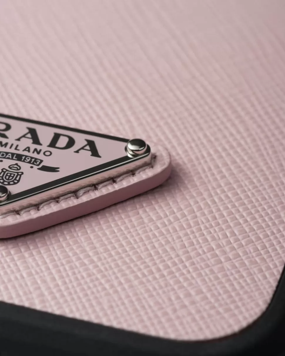 Fashion Prada Iphone-15-pro-max-hülle Aus Saffiano-leder Schwarz