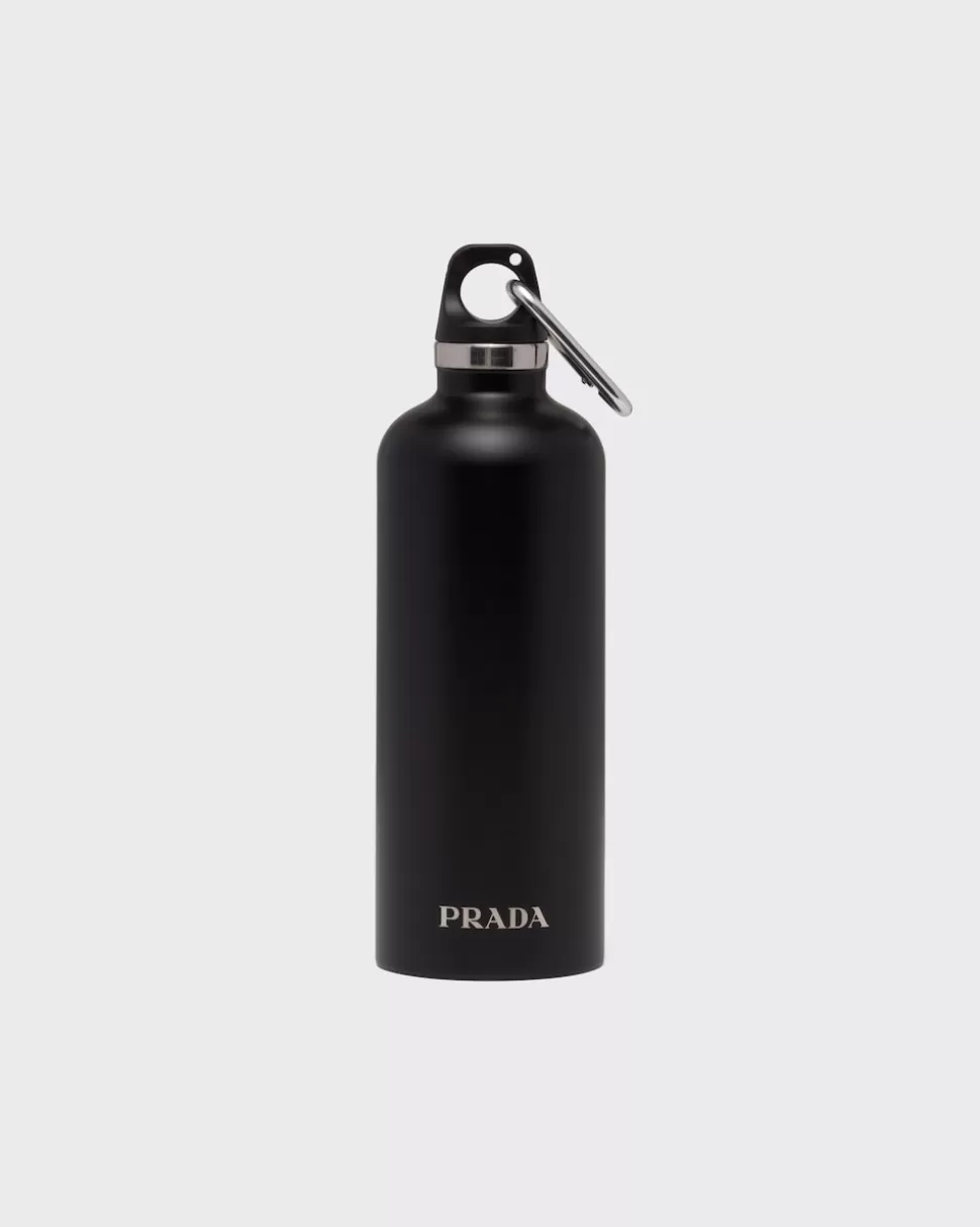 Clearance Prada Isolierte Wasserflasche Aus Edelstahl, 500 Ml Schwarz