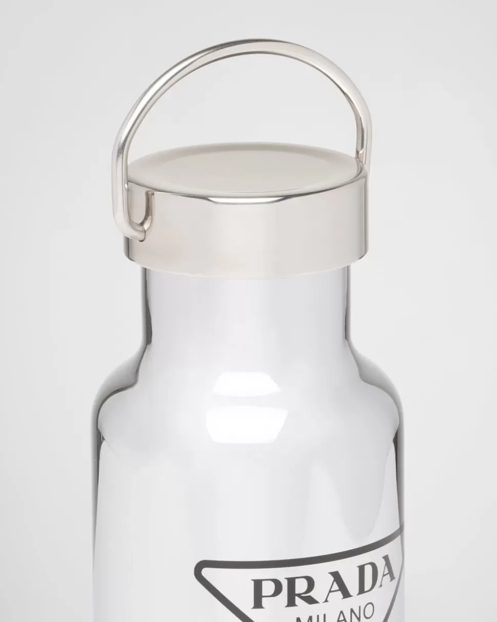 Fashion Prada Isolierte Wasserflasche Aus Edelstahl, 500 Ml Silber/Schwarz