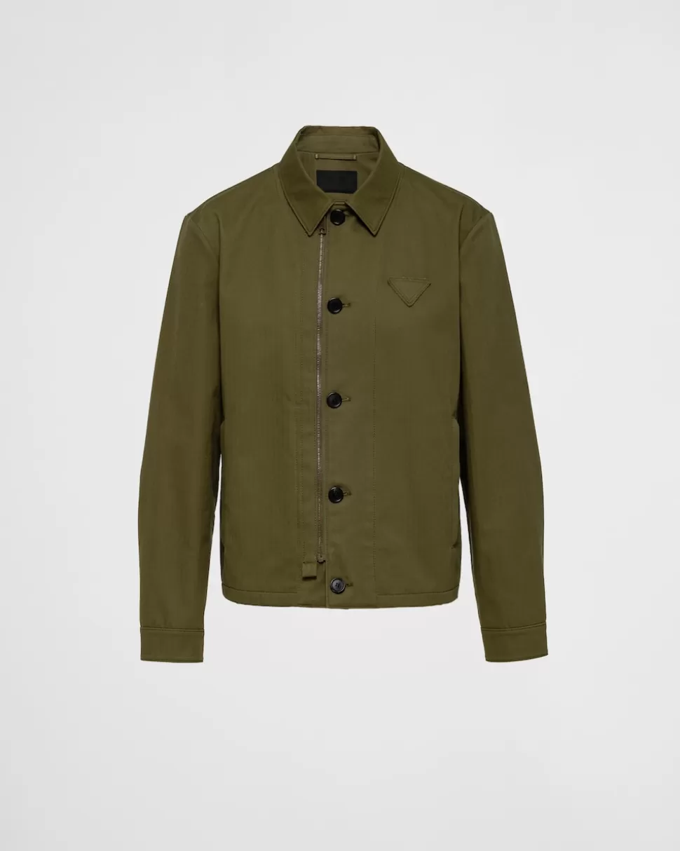 Best Sale Prada Jacke Aus Baumwolle Militärgrün