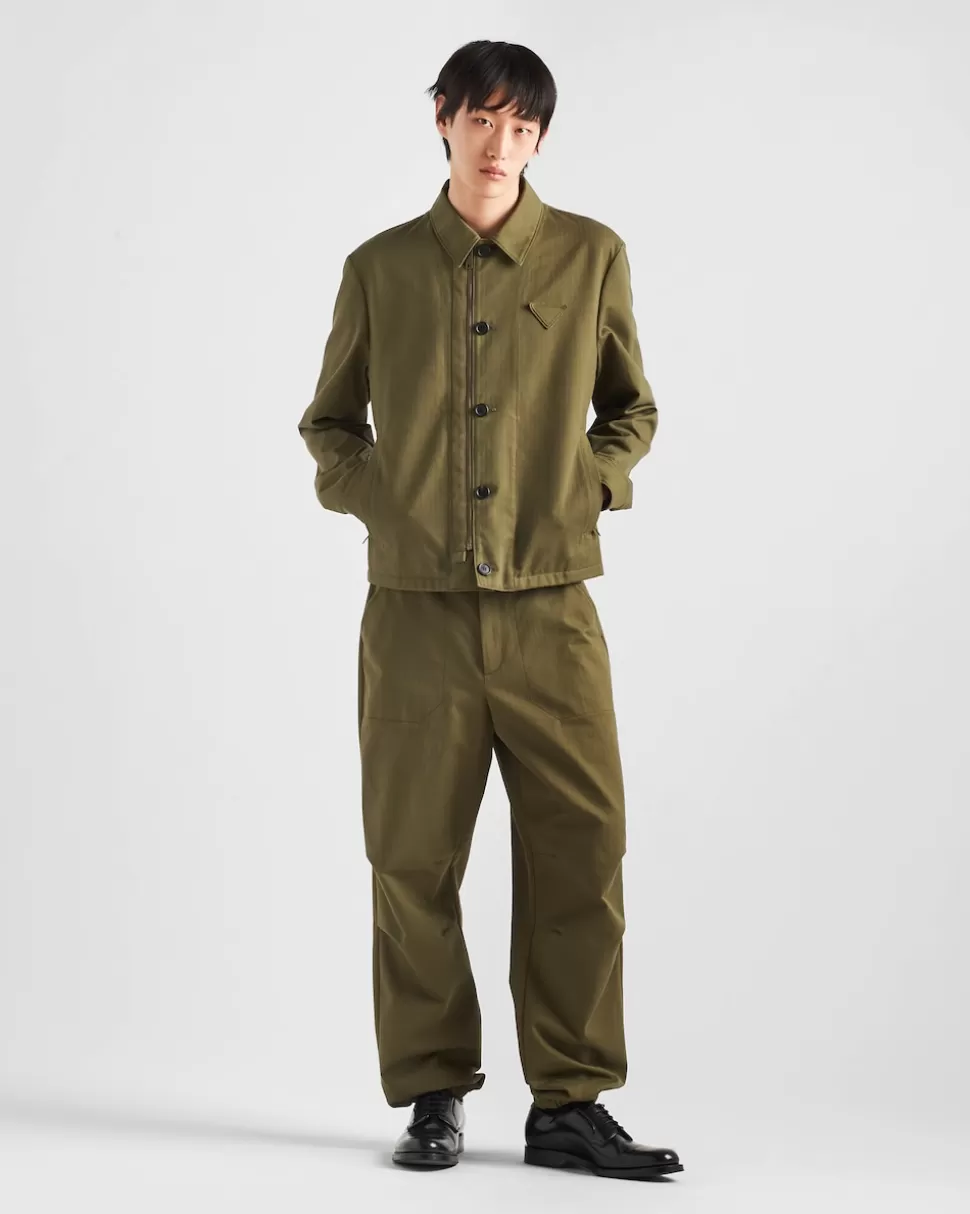 Best Sale Prada Jacke Aus Baumwolle Militärgrün