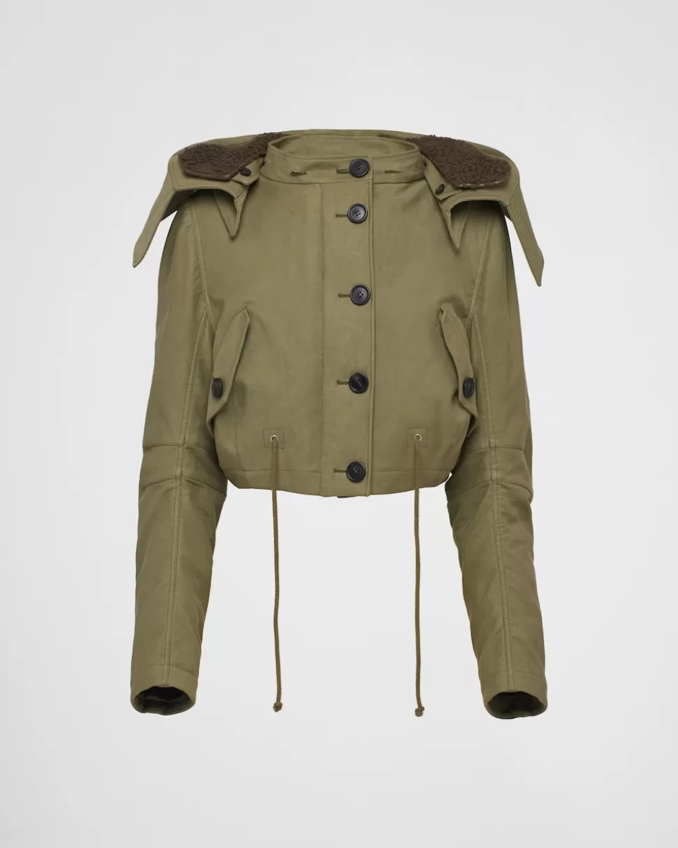 Store Prada Jacke Aus Baumwolle Und Satin Militärgrün