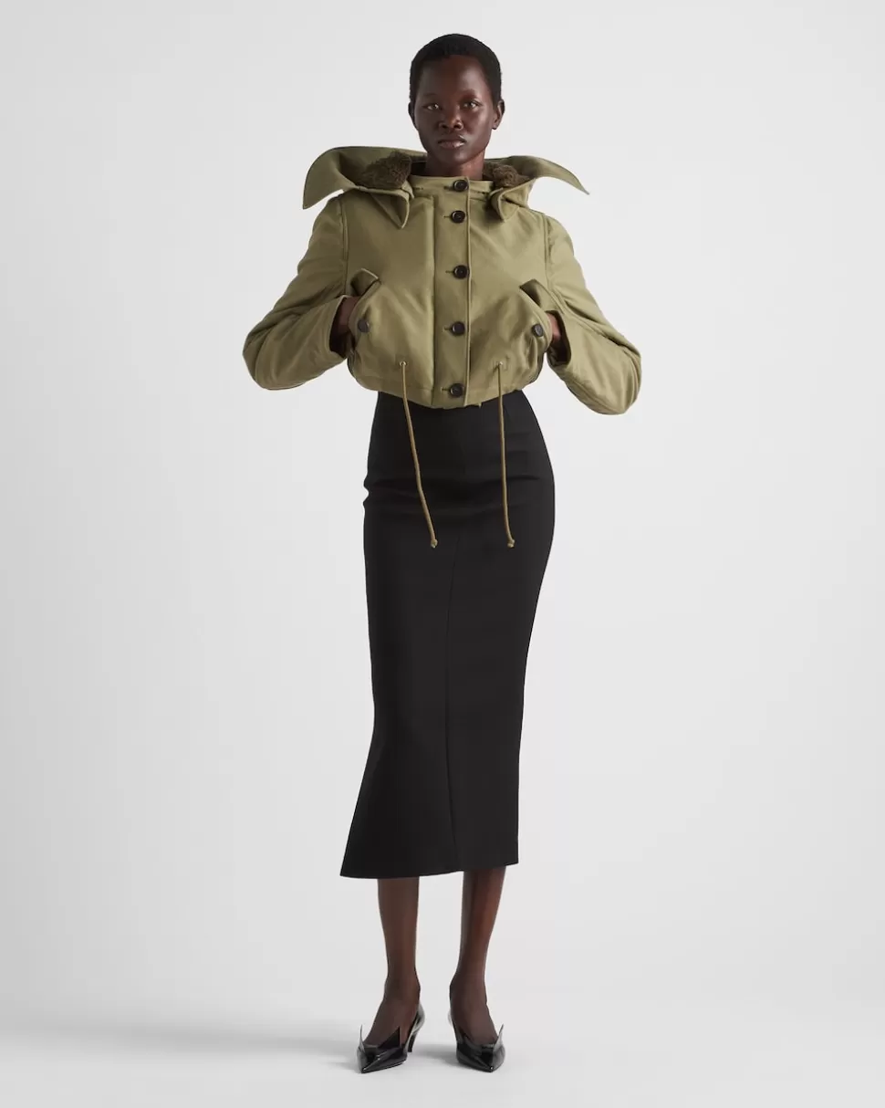 Store Prada Jacke Aus Baumwolle Und Satin Militärgrün