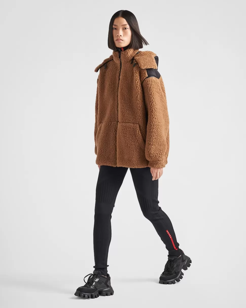 Flash Sale Prada Jacke Aus Double Fleece Und Recyceltem Funktionsgewebe Kamel/Schwarz
