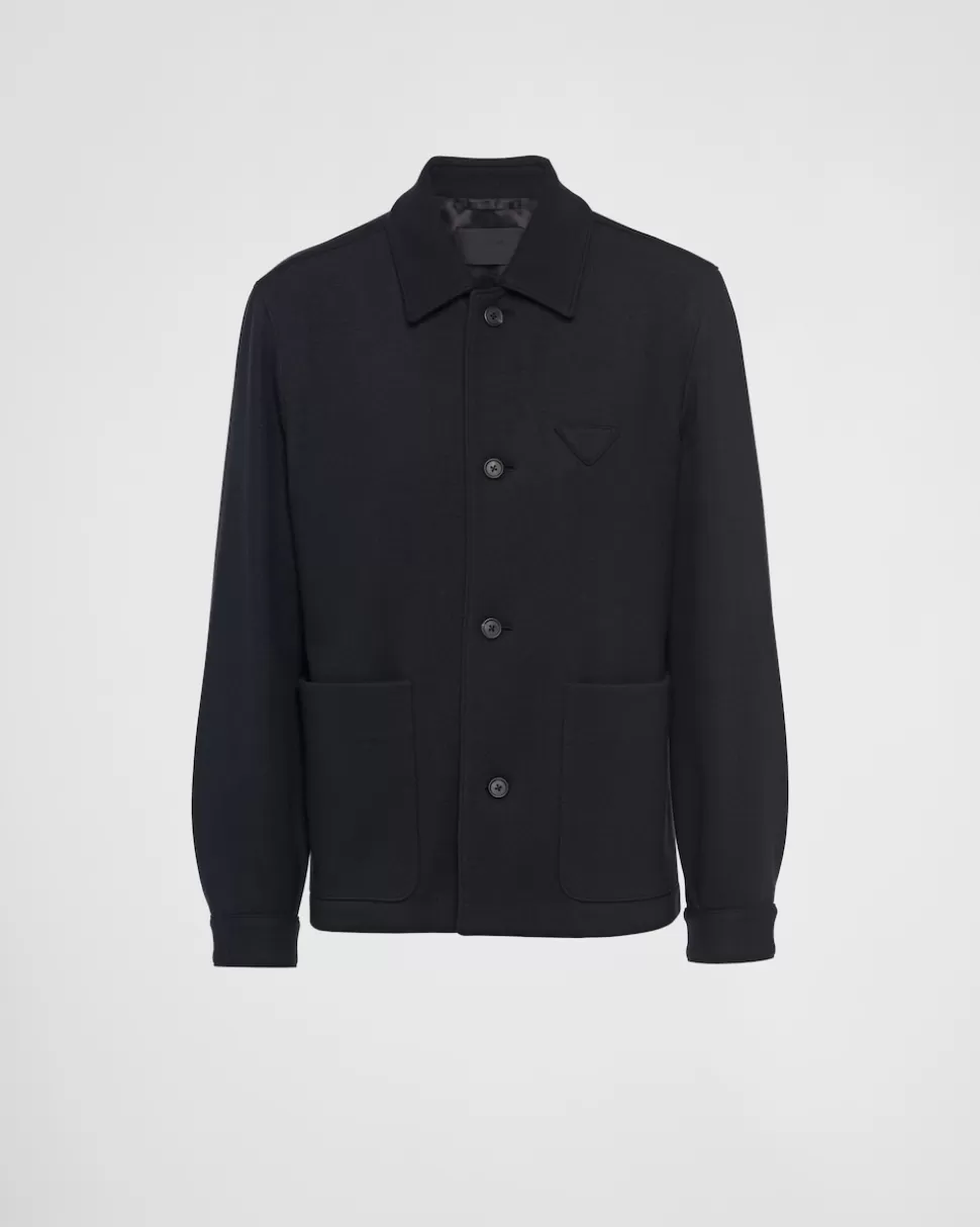 Store Prada Jacke Aus Einem Wollgemisch Schwarz