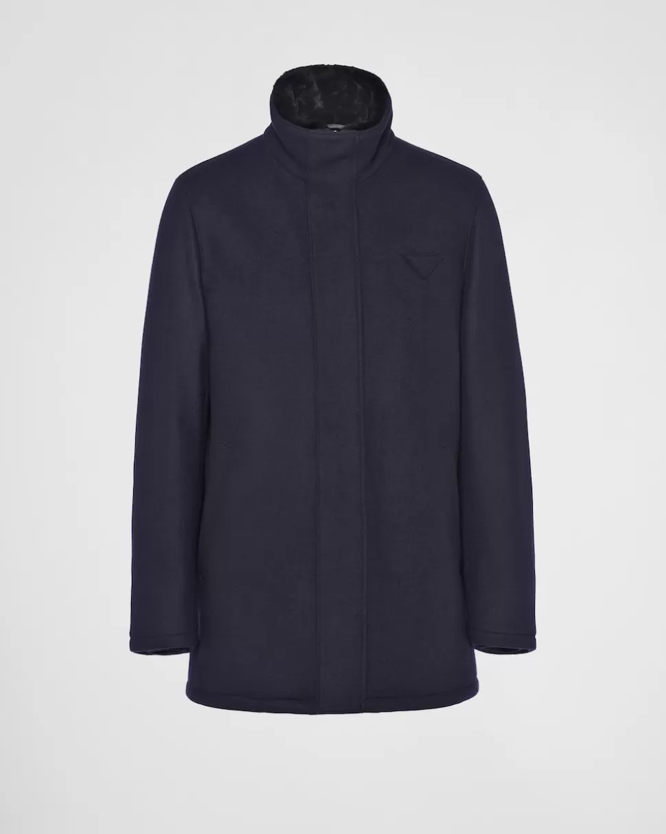 Outlet Prada Jacke Aus Einem Wollgemisch Blau
