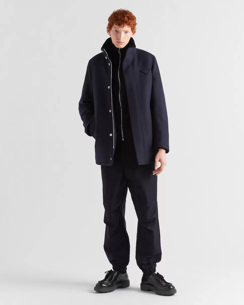 Outlet Prada Jacke Aus Einem Wollgemisch Blau