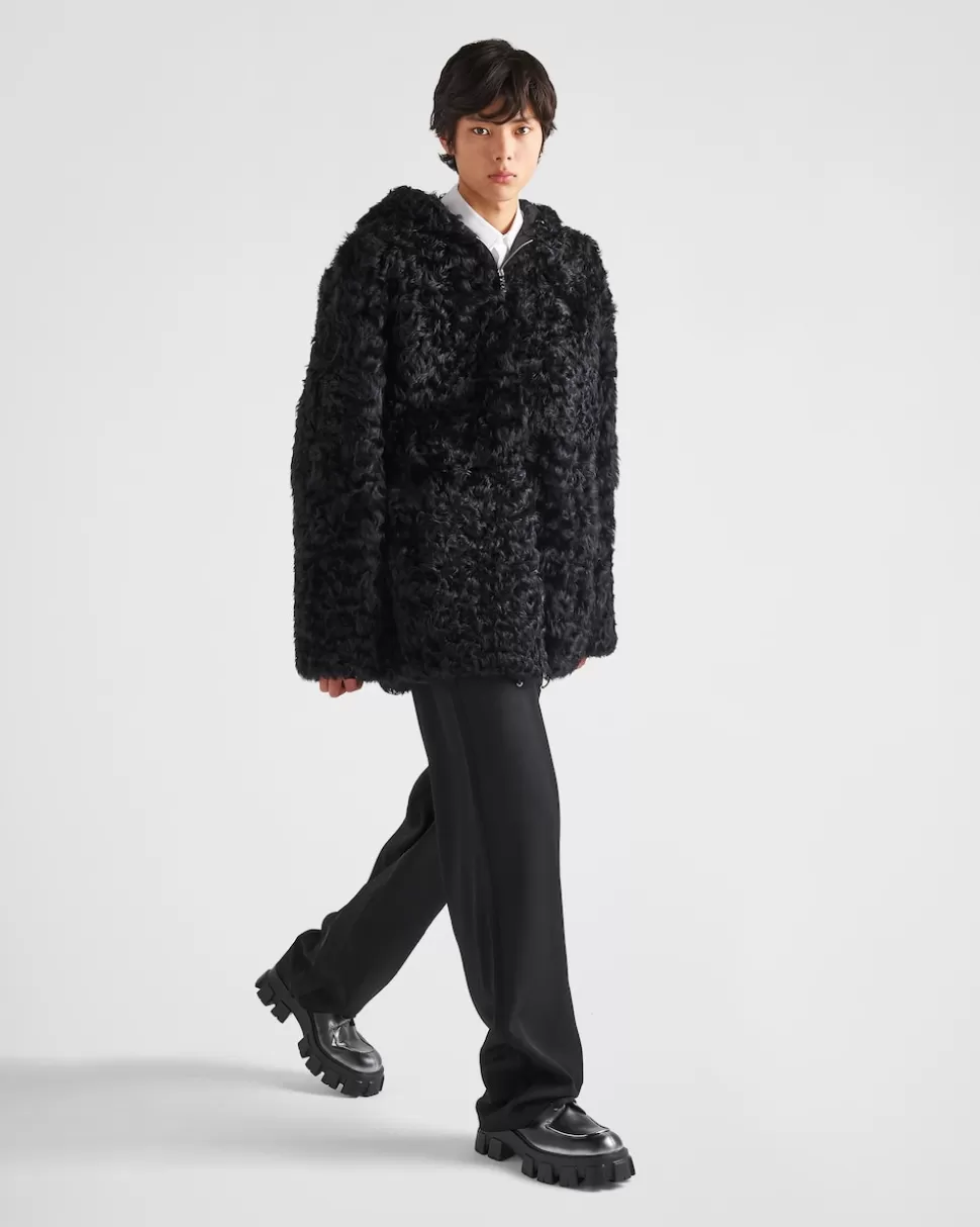 Best Sale Prada Jacke Aus Kalgan Schwarz