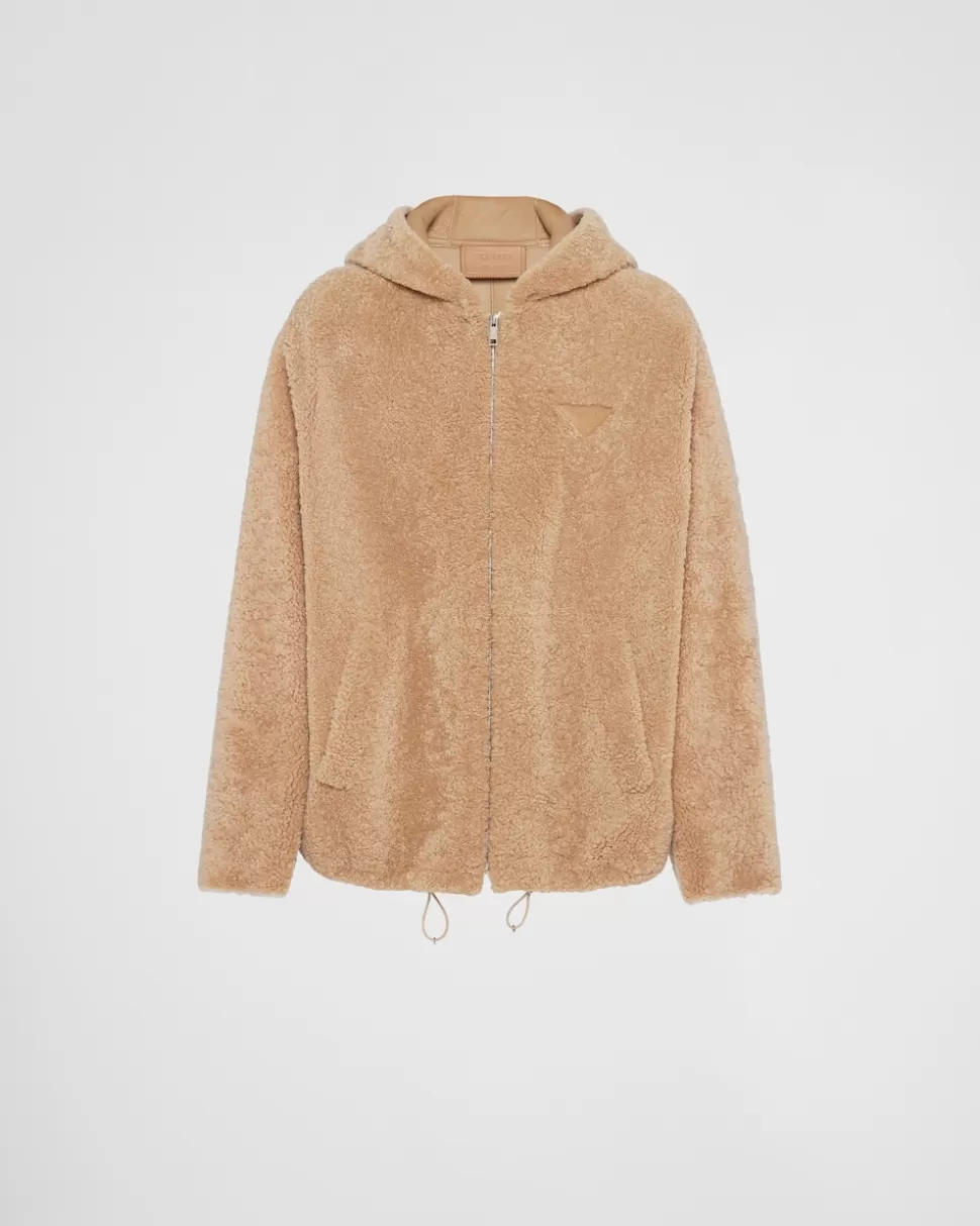 Best Prada Jacke Aus Lammfell Albino/Weiss