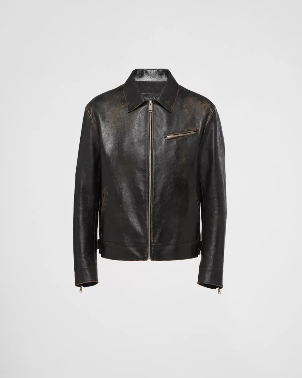 Flash Sale Prada Jacke Aus Leder Schwarz