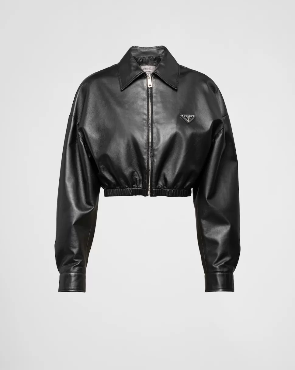 Cheap Prada Jacke Aus Leder Schwarz