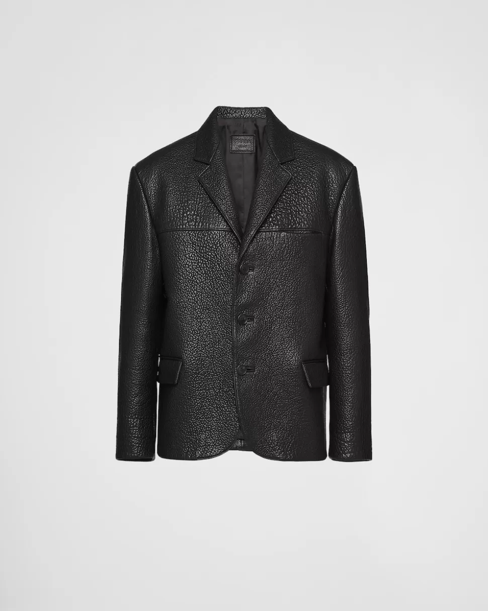 Discount Prada Jacke Aus Nappa-leder Schwarz