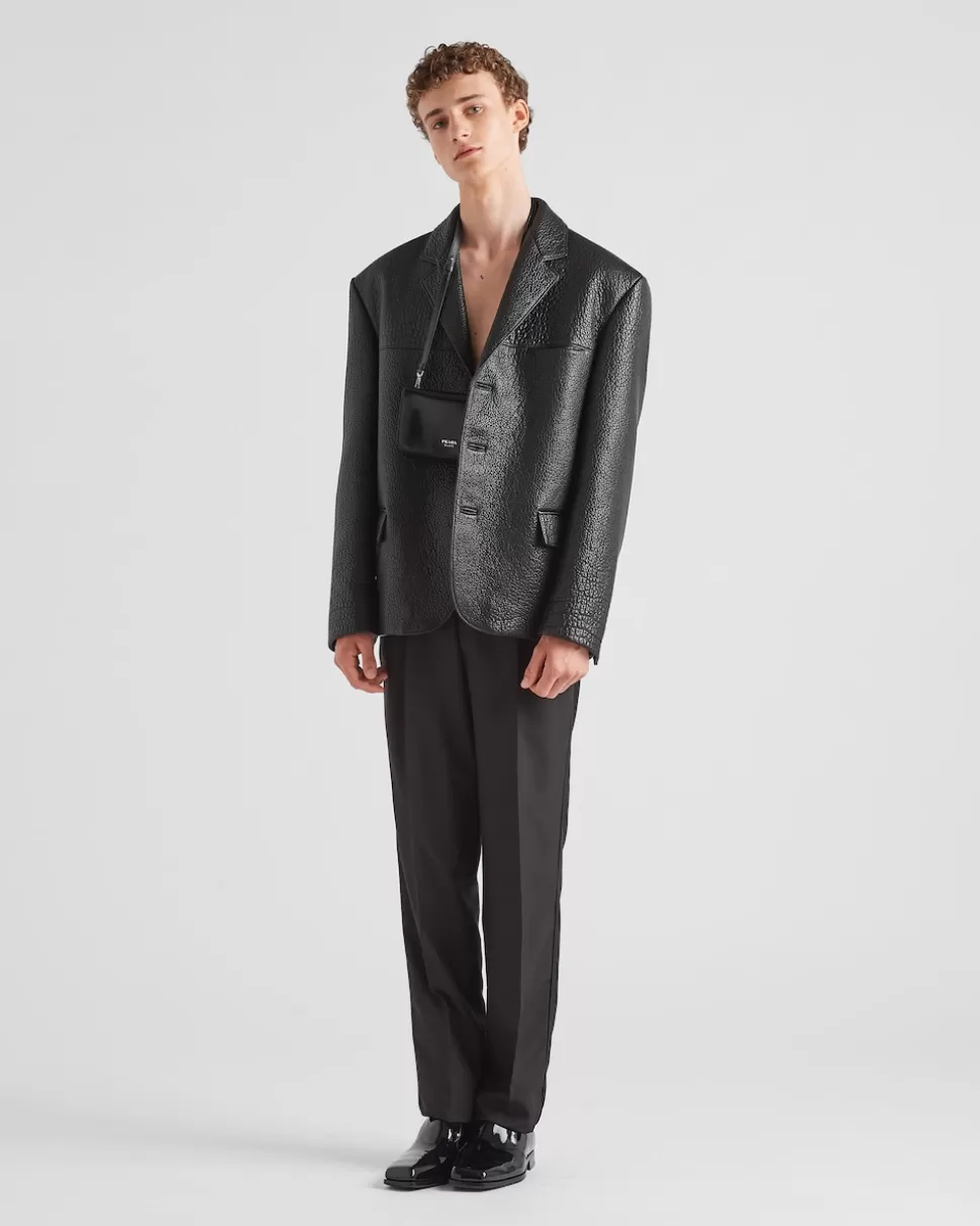 Discount Prada Jacke Aus Nappa-leder Schwarz