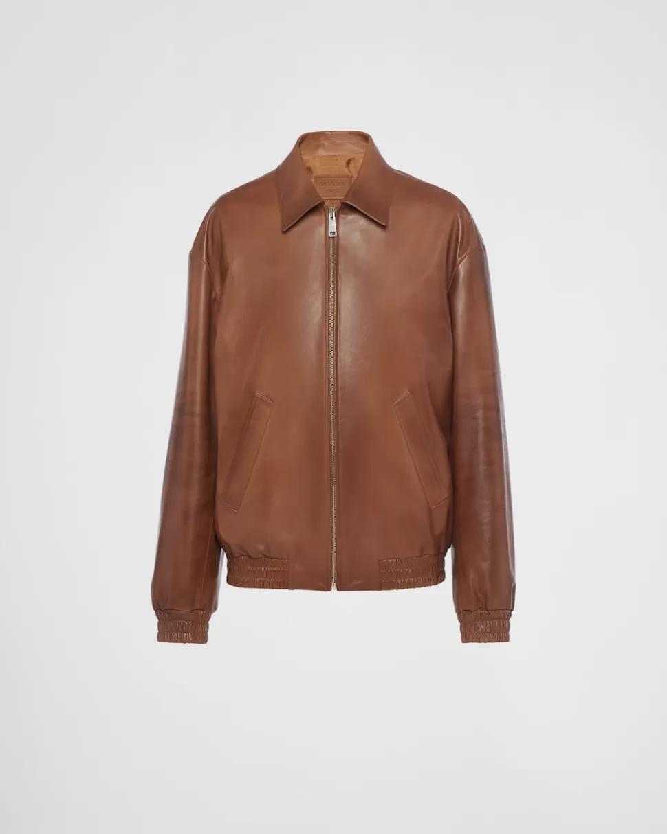 Shop Prada Jacke Aus Nappa-leder Karamell