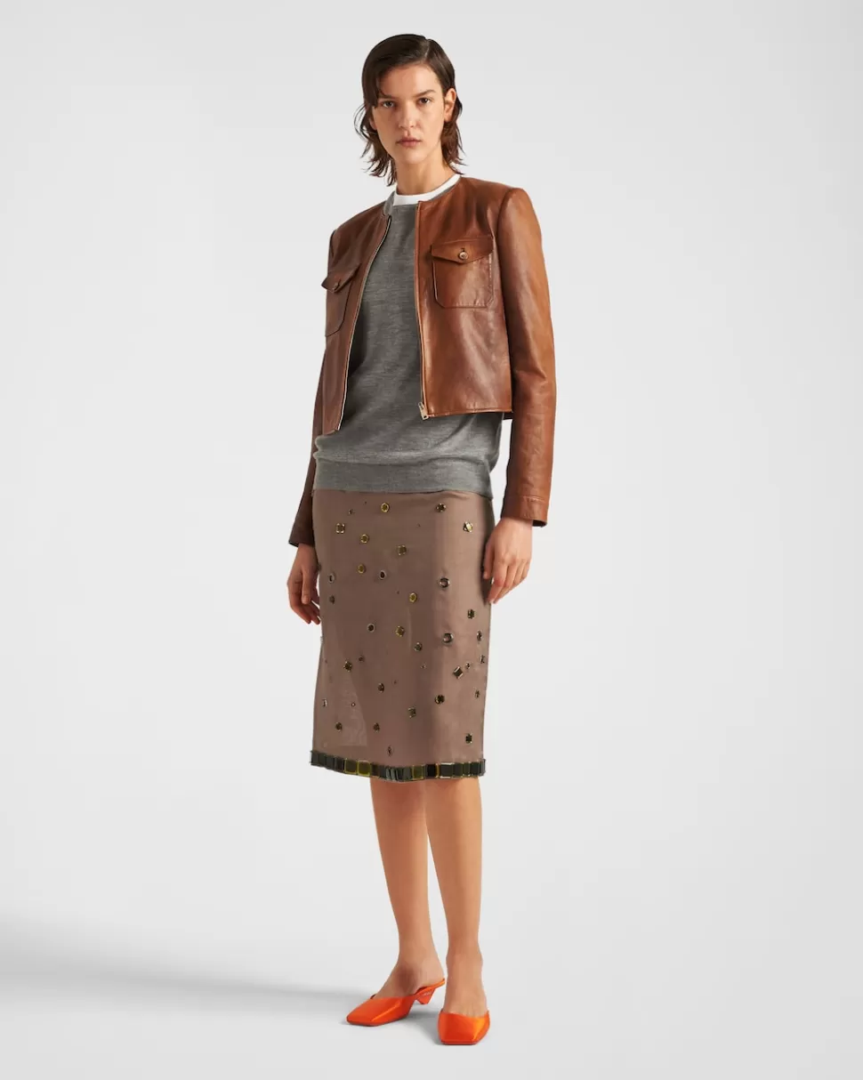 New Prada Jacke Aus Nappa-leder Palisander