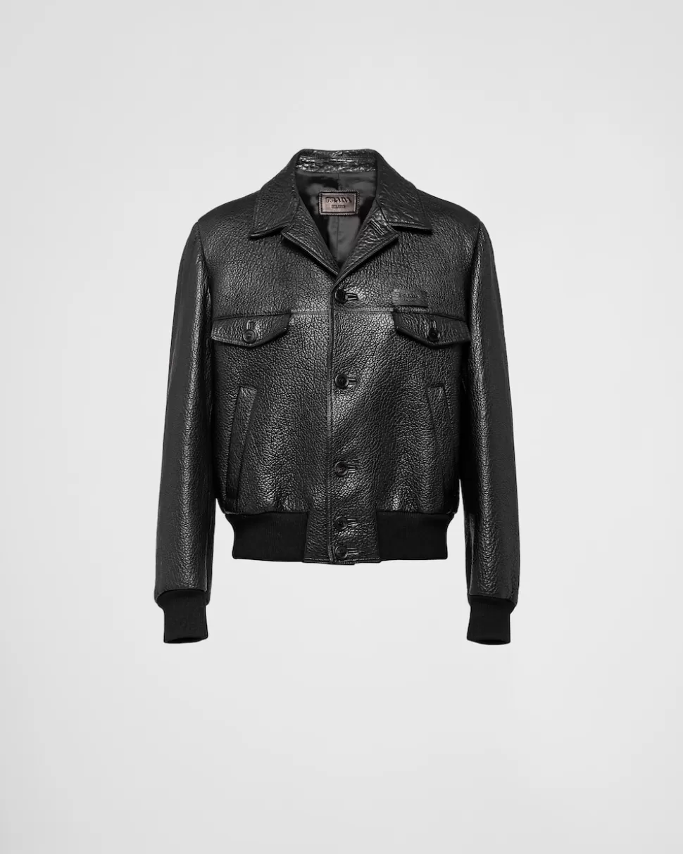 Shop Prada Jacke Aus Nappa-leder Schwarz