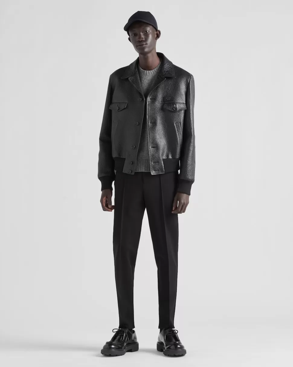 Shop Prada Jacke Aus Nappa-leder Schwarz