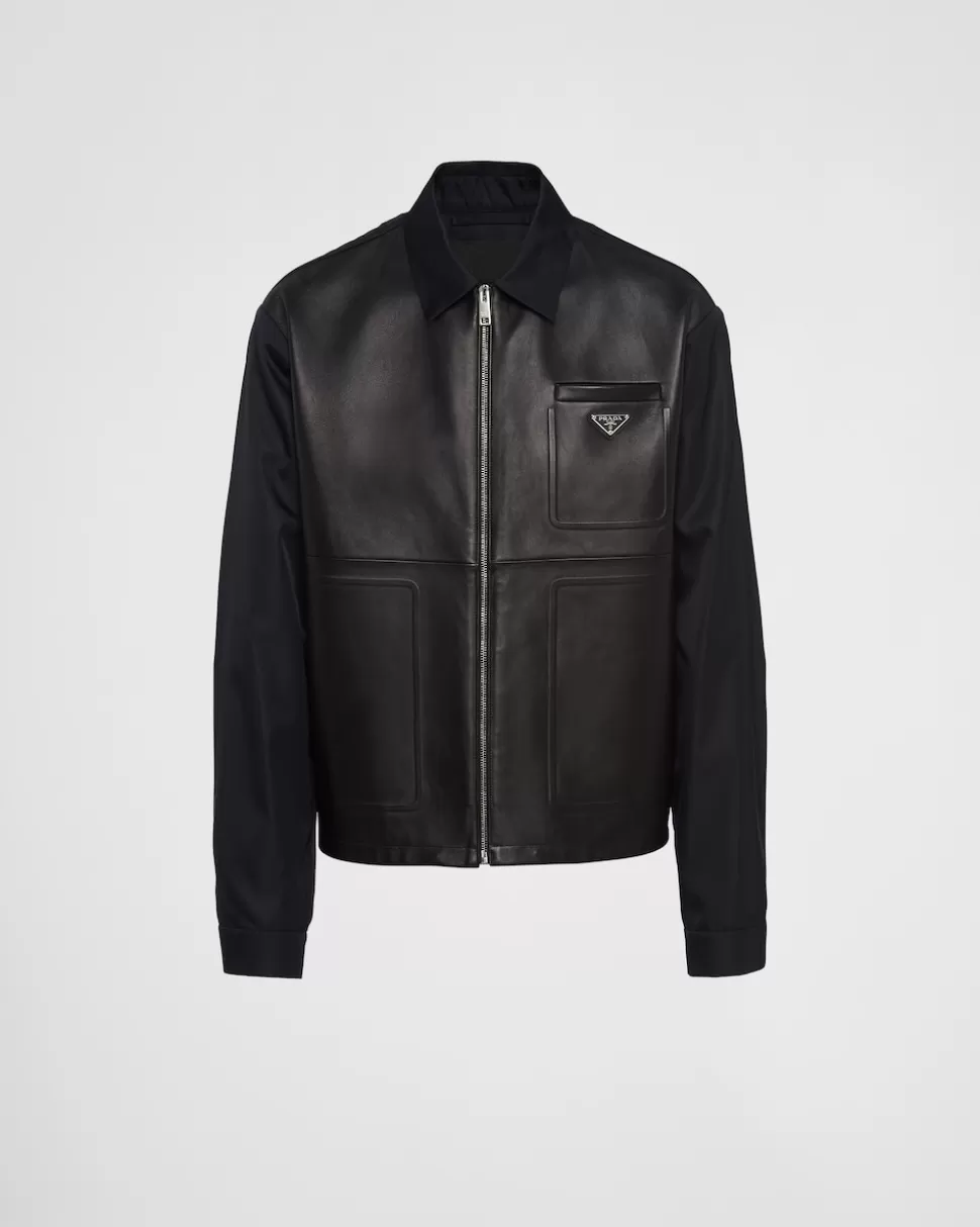 Cheap Prada Jacke Aus Re-nylon Und Leder Schwarz