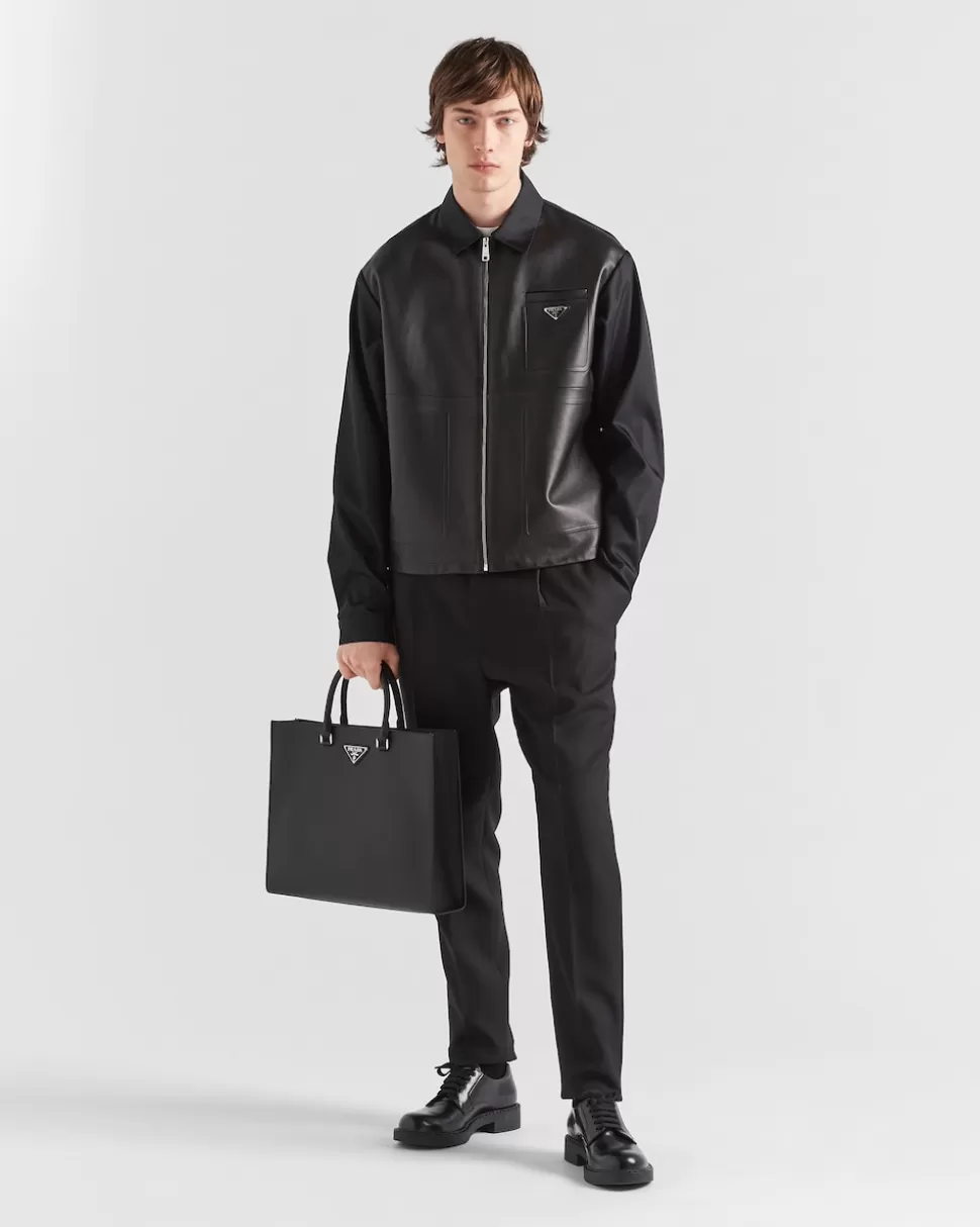 Cheap Prada Jacke Aus Re-nylon Und Leder Schwarz