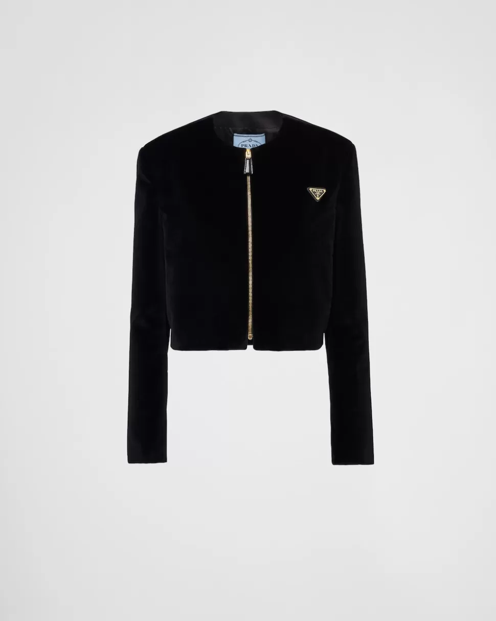 Fashion Prada Jacke Aus Samt Schwarz