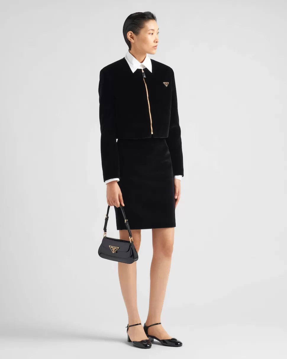Fashion Prada Jacke Aus Samt Schwarz