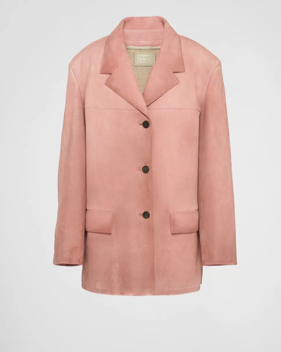 Fashion Prada Jacke Aus Wildleder Eiche