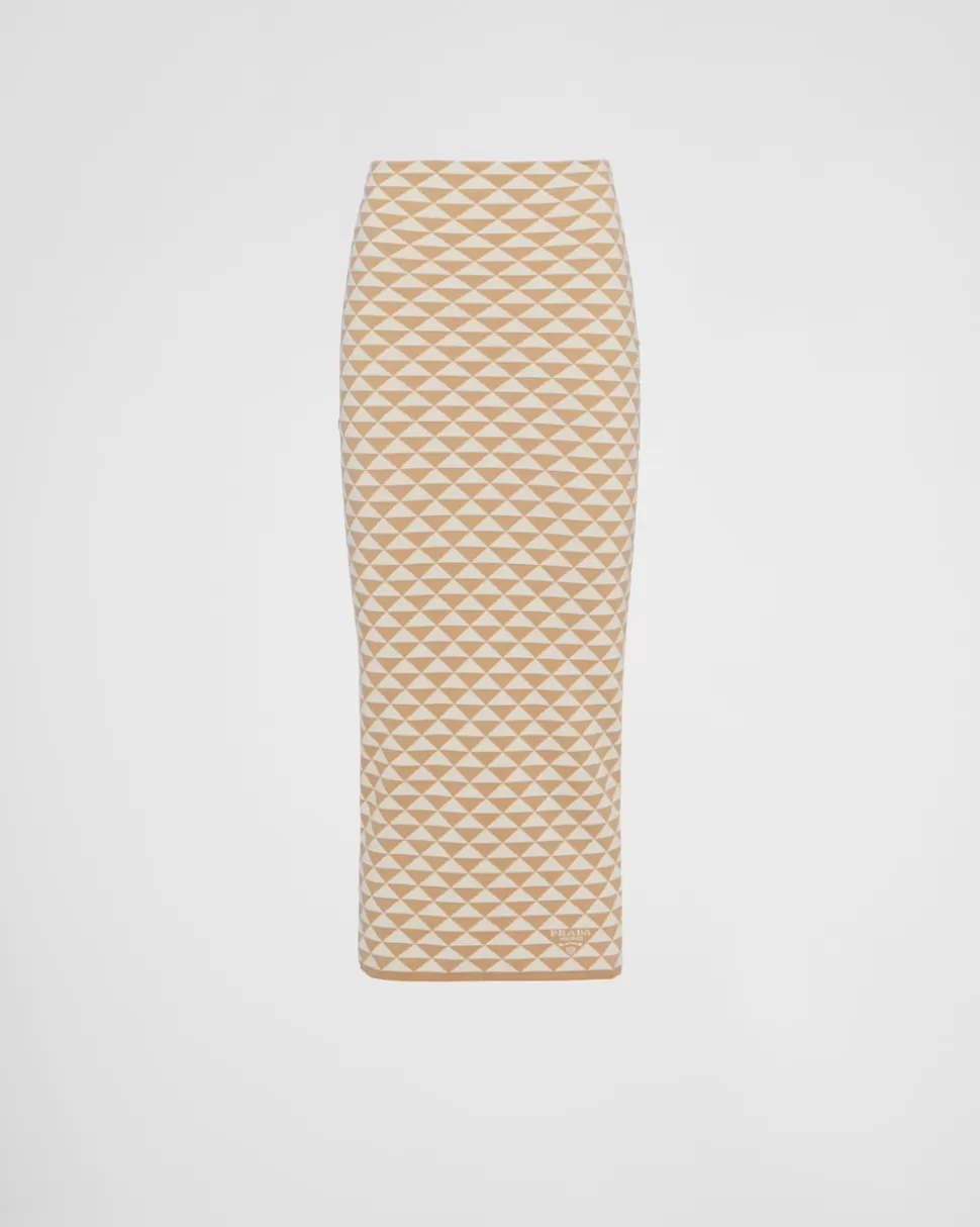 Clearance Prada Jacquard-rock Aus Baumwollstrick Beige/Elfenbein