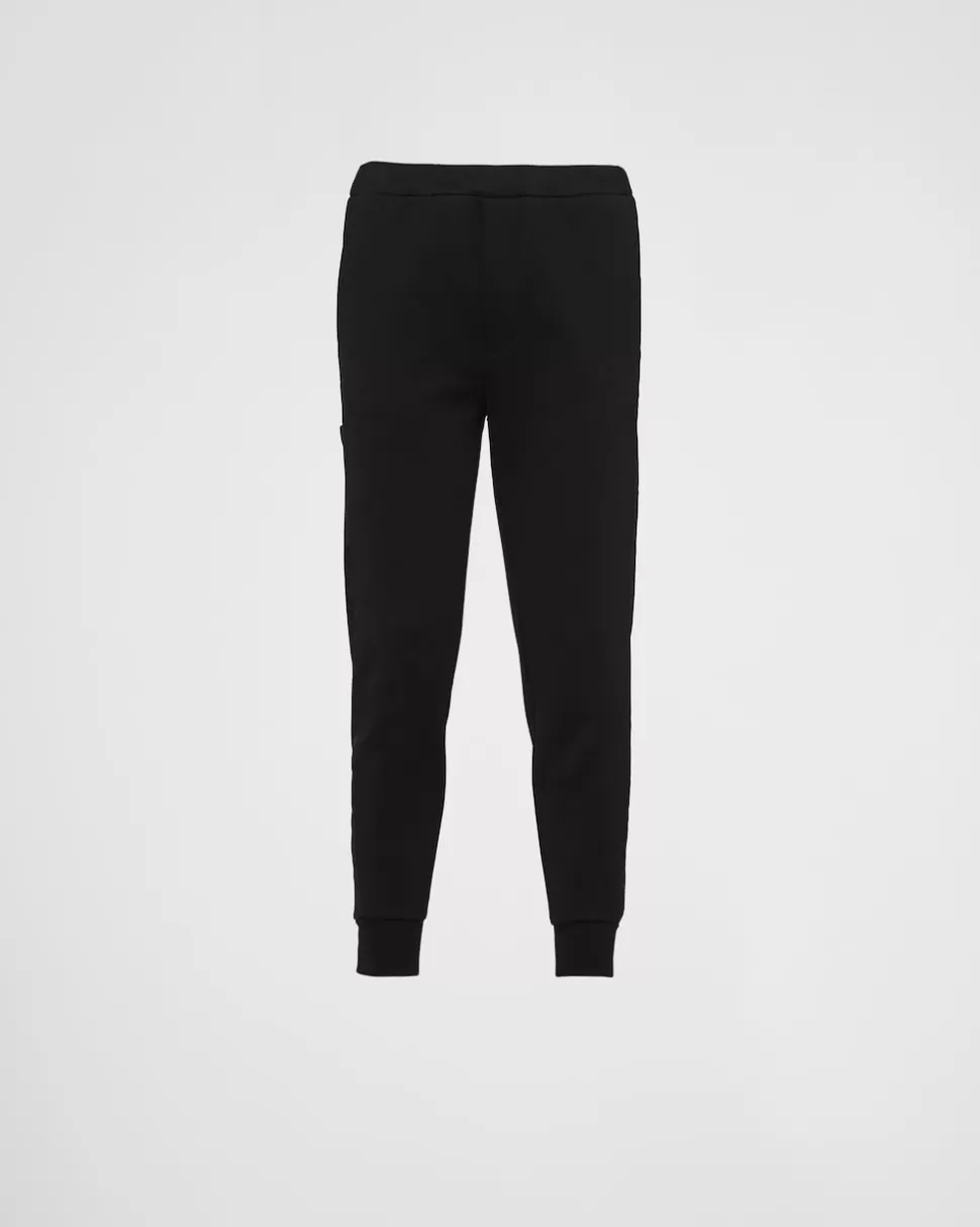 Clearance Prada Jogginghose Aus Baumwollfleece Mit Details Aus Re-nylon Schwarz/Schwarz