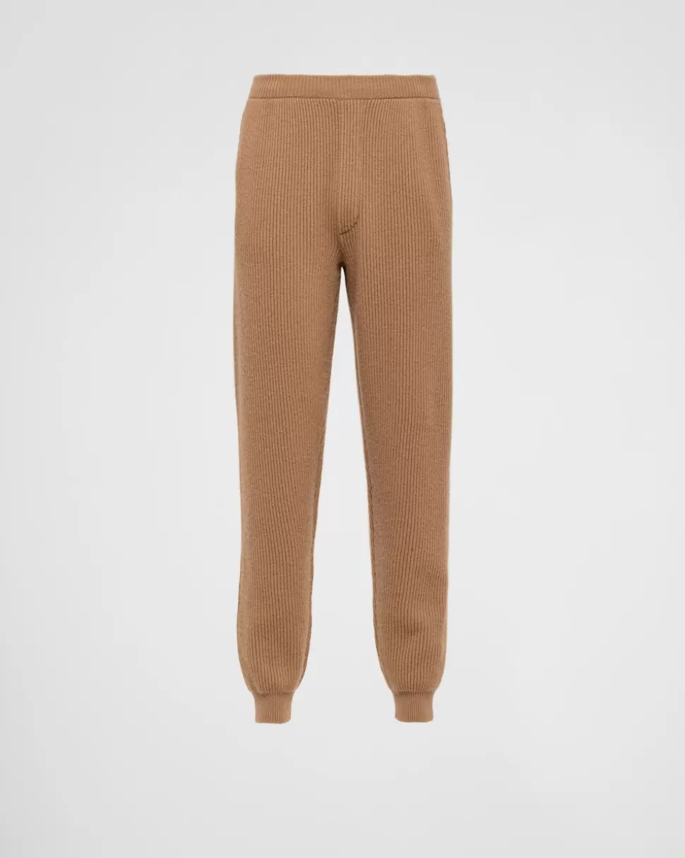 Fashion Prada Jogginghose Aus Kaschmir Kamelbraun